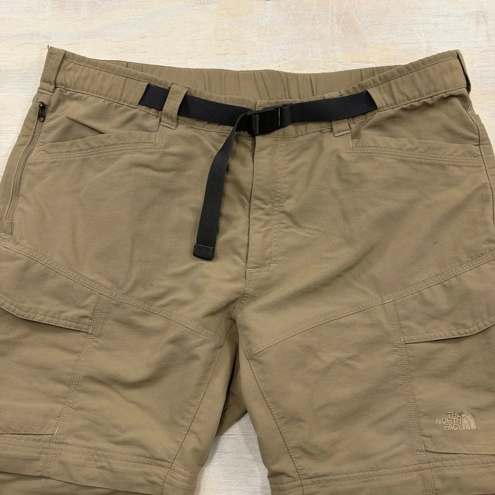 The North Face Convertible Pants Cargo Zip Off Khaki Tan Mens XL Short